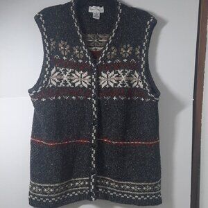 Men's Black and Red Patterned Sweater Vest